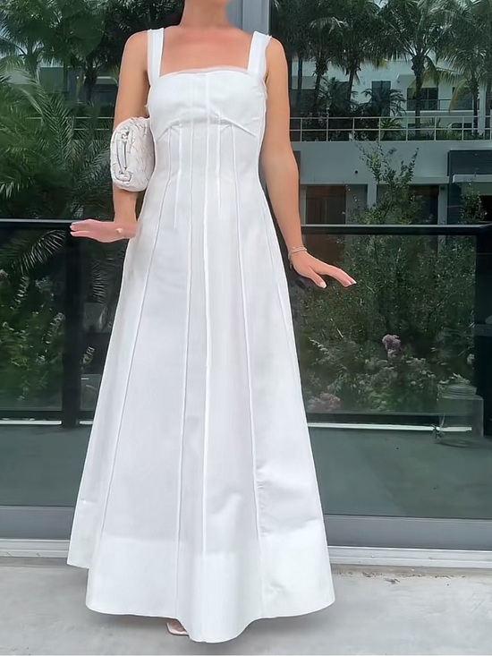 Zara Dresses & Skirts - ZARA White Trim Detail Poplin Maxi Dress
